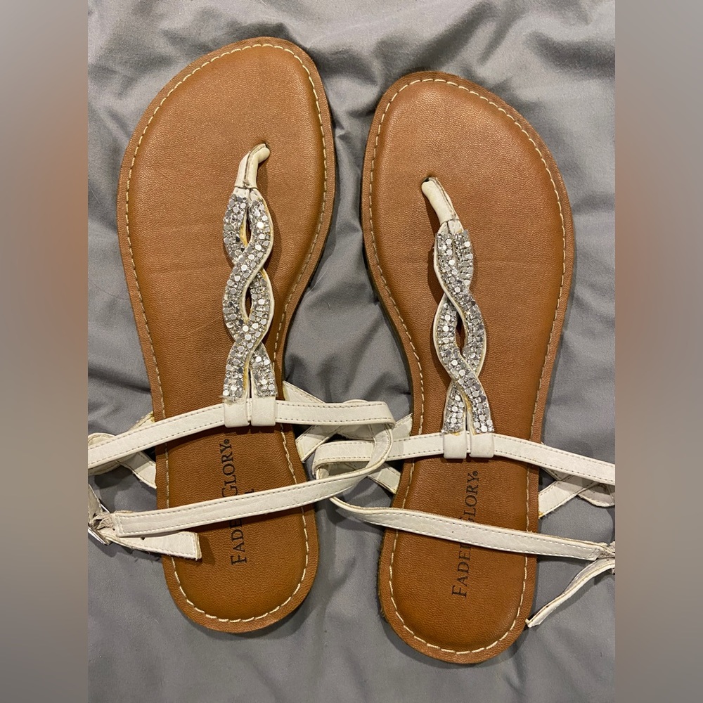 White sparkly sandals